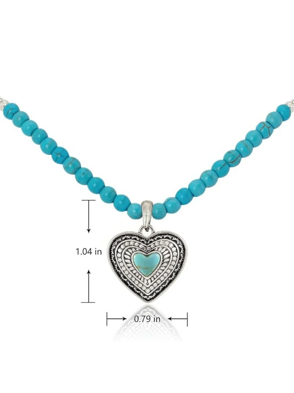 Women's Turquoise Western Gold Plated Wrangler Heart Turquoise Pendant Necklace